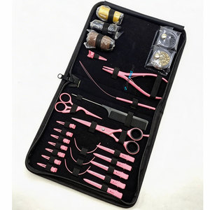 Hair Extension <b>Plier</b> Wholesale Pink Stainless Steel Hair Extension Tools Kit <b>Set</b> With Nylon Threads, Microbeads, Needles - Product Image 2