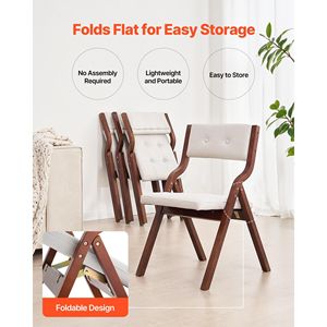 Set Moderno di 2 Sedie Pieghevoli Portatili con Cuscino, Struttura in Legno, Sedie Imbottite per Sala da Pranzo - Product Image 4