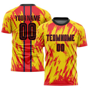 New Season Custom <b>Red</b> & Yellow All Over Sublimation Print Soccer Uniform Quick Dry Jersey Personalized Name Number for Club Team - Product Image 5