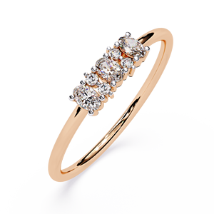 แหวนหมั้นและแหวนแต่งงานเพชรทรงรีและทรงกลมแบบมินิมอล ทองคำขาว 14K สำหรับผู้หญิง - Product Image 5