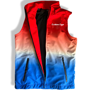 Chaleco sin Mangas con Degradado Personalizado, Chaqueta de Carreras Unisex Resistente al Viento de Poliéster para Todas las Temporadas, con Logotipo Impreso en la Parte Delantera - Product Image 1