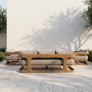 Conjunto de Sofás de Teca para Exteriores, Resistentes a los Rayos UV y a la Intemperie, con Cojines de Espuma de 30 Densidad, Madera SVLK V-Legal de Fábrica - Product Image 4