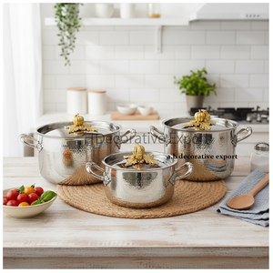 Heavy Duty Stainless Steel <b>Cookware</b> Saut Pan & Pots <b>Set</b> Europe Eco-Friendly Gold Pumpkin Knob Food Grade Casserole <b>Set</b> for Sale - Product Image 1