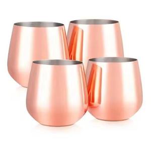 Coupe à vin en cuivre avec un profil élégant en forme de cloche, pied surélevé, lèvre large et surface réfléchissante propre pour les dîners traditionnels - Product Image 2