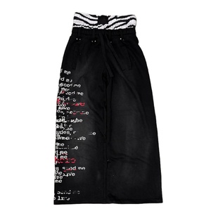 Pantalons de survêtement baggy à double taille, tendance, délavés à l'acide, imprimés sur mesure, logo personnalisé, streetwear pour hommes, pantalons de jogging pour hommes - Product Image 1