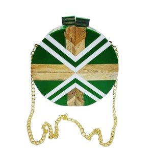 กระเป๋าถือแฟชั่นน้ำหนักเบาสำหรับงานแต่งงานของผู้หญิงกระเป๋าคลัทช์ทำจากไม้และเรซินสุดหรู - Product Image 1