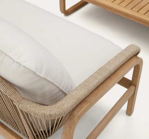 Ensemble de canapés de jardin en teck moderne avec table basse, design tropical, pour villa, complexe hôtelier, patio, terrasse, salon extérieur de luxe - Product Image 4