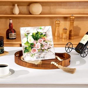 Solid Acacia Wood Handcrafted Rustic Oval Serving <b>Tray</b> <b>Decorative</b> Platter <b>for</b> Christmas Bar Mitzvah Multi-Functional - Product Image 5
