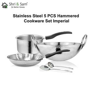 Imperial Hammered 5 PCS <b>Cookware</b> <b>Set</b> Stainless Steel - Product Image 3