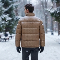 Blouson matelassé en toile unie pour homme, col à capuche, fermeture éclair, streetwear d'hiver, rembourrage en polyester, coupe classique
