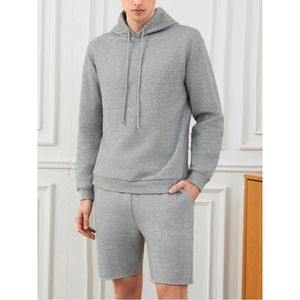 Ensemble de survêtement élégant pour hommes : sweat à capuche et short, idéal pour la gym, tenue décontractée confortable, respirante, avec logo personnalisé - Product Image 3