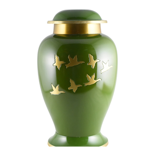 Urna Funeraria de Latón Pulido con Grabado de Palomas Negras, para Cenizas de Adultos, Estilo Americano/Europeo - Product Image 3