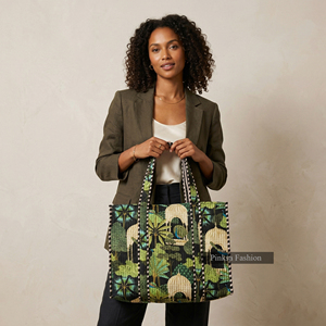 Sac fourre-tout matelassé en coton indien imprimé à la main motif paon floral, sac de plage et de week-end pour femme, fabricant de Jaipur - Product Image 1