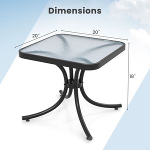 Tavolo da Patio con Piano in Vetro Temperato e Telaio in Metallo Resistente per Giardino e Bordo Piscina - Nero - Product Image 5