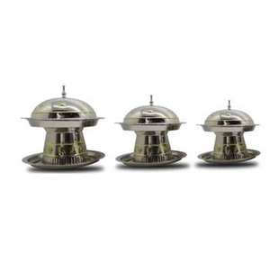 3 plats élégants en métal de haute qualité Design minimaliste argenté pour le réchauffement des aliments et le service de marmites chaudes lors d'événements spéciaux - Product Image 6