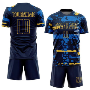 Conjunto de Camiseta de Fútbol Personalizada con Degradado Azul y Rojo, Manga Corta para Hombre, Poliéster que Absorbe la Humedad, Uniformes de Equipo para Todas las Temporadas - Product Image 4
