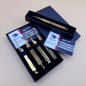 ชุดแหนบต่อขนตา Lucky Lash Tools สีทองอร่าม 5 ชิ้น จับถนัดมือ ใช้งานได้อย่างแม่นยำ พร้อมกล่อง บรรจุภัณฑ์แบบ Private Label ปลายแหนบทำจากไฟเบอร์ - Product Image 6