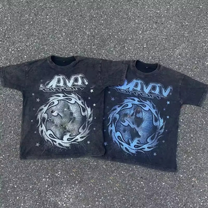 เสื้อยืดกราฟิกลายพิมพ์แบบแอซิดวอชและกางเกงขาสั้นชุดเซ็ตผู้ชาย ผ้าคอตตอนหนานุ่มทรงโอเวอร์ไซส์ สไตล์สตรีทแวร์ ชุดสองชิ้นสำหรับฤดูร้อน - Product Image 5