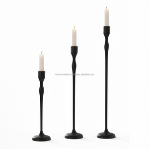 Bougeoir pilier moderne en aluminium massif coulé, support décoratif noir pour la maison, mariage, bougie d'exportation directe d'usine - Product Image 1