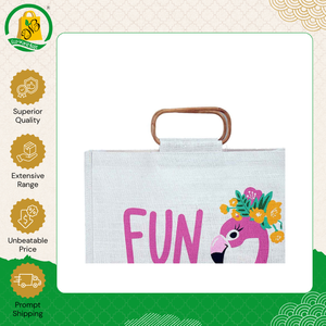 Bolsa de Compras de Yute Ecológica de Primera Calidad, Bolsa de Playa con Asa Ovalada de Mimbre, Impresa con Proceso de Serigrafía - Product Image 5