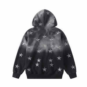 Sudadera con Capucha Extra Grande para Hombre, Estilo Vintage, Lavado Ácido, con Estrellas en Relieve, con Bolsillo, Informal para Otoño - Product Image 2