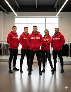 Sweat-shirt à capuche zippé pour homme REX FIT SPORTS, rouge, coupe ajustée, coton French Terry, style sportif, vêtements d'automne - Product Image 3