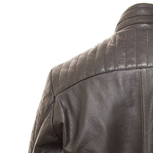 Chaqueta de Motociclista de Cuero Marrón para Hombre, Cuello Alto, Cierre de Cremallera, Estilo Motero, Prenda de Otoño, Modelos Más Populares - Product Image 6