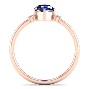 Anillos de Zafiro Azul de 1 Quilate con Corte Pera en Oro Rosa de 14K, Diseño de Lujo REYES, para Mujer, con Certificado GRA, Joyería de Regalo con Moissanita - Product Image 4