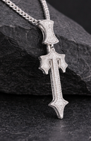 Harmonic Jewels Collier Pendentif Croix Gothique Chrétienne Hip Hop Personnalisé, Charme en Moissanite Micro-Pavé Brillant, Argent 925