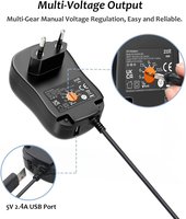 Adaptateur secteur universel AC-DC 45W 5V-15V 3A avec port USB 5V 2A et 10 prises DC pour appareils électroniques domestiques