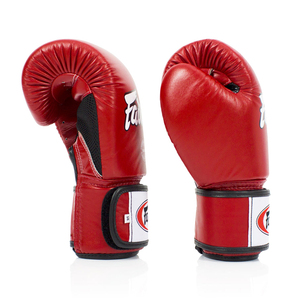 Guantes de Boxeo Fairtex Profesionales Más Vendidos, Rojos, de Cuero Genuino, para Muay Thai y Kickboxing, con Correa - Product Image 2