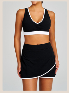 Conjuntos de Ropa Deportiva al por Mayor para Yoga y Fitness: Sujetador Deportivo, Pantalones Cortos de Golf/Tenis para Exteriores, Conjunto de 2 Piezas con Contraste de Color para Gimnasio, de Secado Rápido para Mujer - Product Image 3