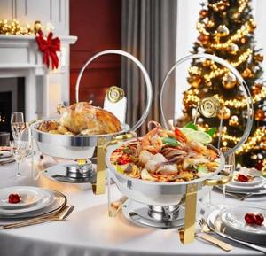 Ensemble de 4 réchauds ronds de haute qualité 5QT, chauffe-plats pour buffet, équipement de restauration haut de gamme pour fêtes, événements, hôtels à bas prix - Product Image 2