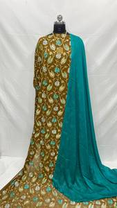 Elegante Conjunto de 3 Piezas de Ropa Kanga de Lujo para Mujer, con Bordado Floral, Cinta de Spandex, Ecológico, Manga Campana, Corte Holgado, Estilo Medio Oriente - Product Image 6