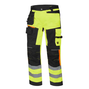 High Visibility Reflective Breathable CE Certified Needle Detection Polyester Workwear Cargo Trousers Orange <b>Black</b> Safety <b>Pants</b> - Product Image 3