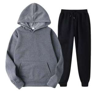 Conjunto de sudaderas personalizadas, informales, lisas, para correr, cálidas, suaves, conjuntos deportivos, sudaderas y pantalones de chándal de algodón para hombre - Product Image 4