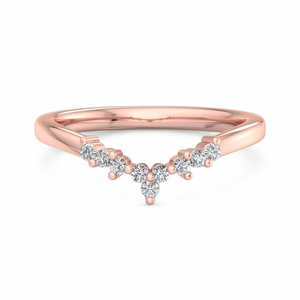 Anillo de Diamantes Cultivados en Laboratorio con Forma de V, Banda Curva con Diamantes Redondos, Oro de 14K/18K, Anillo Apilable para Boda, Anillo Minimalista - Product Image 3