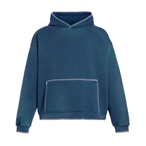 Sweat-shirt à capuche surdimensionné vert personnalisé unisexe, pull décontracté en polaire, couleur unie, avec poches, coupe classique, pour l'automne - Product Image 4