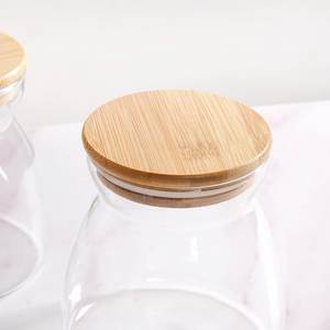 Clear Glass Kitchen Canister with Wooden Cap Countertop Storage <b>Jar</b> for Dry Fruits Seeds Grains <b>Cookies</b> Candy and Tea - Product Image 4
