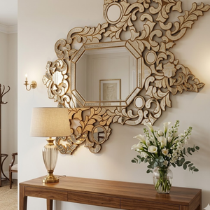 Miroir mural baroque vénitien de luxe, design vintage antique |   Miroir décoratif en verre orné pour salon, chambre à coucher, hôtel - Product Image 1