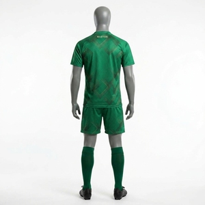 Ensemble d'uniformes de football vert personnalisé, motif géométrique, maillot de football, shorts, chaussettes, vêtements de sport d'équipe - Product Image 4