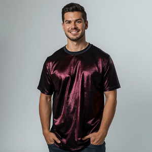 T-shirt pour homme à effet brillant, finition métallique, manches courtes, tee-shirt tendance avec personnalisation OEM ODM - Product Image 5