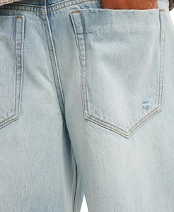 Pantalones Vaqueros Anchos de Corte Holgado para Hombre, Lavado Nieve, Casuales, de Mezclilla Sólida, Unisex, con Logotipo Personalizado en la Parte Delantera - Product Image 6