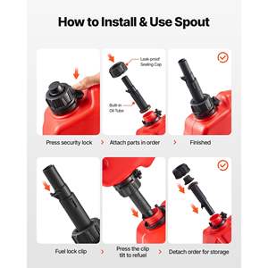 Réservoir de carburant sécurisé de 2,6 gallons pour voitures, motos, VTT, UTV, rouge, étanche, portable avec bec verseur verrouillable, débit maximal de 15 L/min - Product Image 6