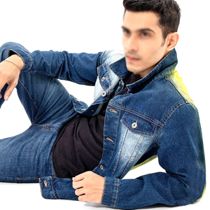 <b>Men's</b> Slim Fit Denim <b>Jacket</b> Stand Collar Washed Blue Casual Winter Streetwear Regular Sleeve Zipper Closure Right Sleeve Logo - Product Image 5
