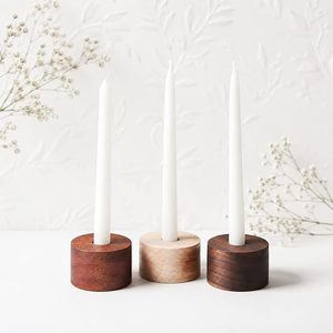 Support de bougie rond en bois fait main, pot décoratif pour la décoration de table à la maison, mariage, fête, en provenance de l'Uttar Pradesh - Product Image 4