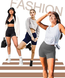 Shorts de yoga en cuir pour femme, taille mi-haute, couleur unie, polyester-coton, séchage rapide, coupe sportive ajustée, style skinny, taille élastique, respirant - Product Image 5
