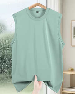 Men's Yellow Sleeveless Tank Top O-Neck Solid Color Casual Breathable Quick Dry Knitted 120g Printed Polyester/Cotton Athletic - Product Image 1