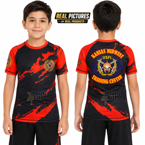 Maillot de compression BJJ MMA pour jeunes et enfants, sans Gi, pour grappling, en Spandex/Polyester écologique, entièrement personnalisable pour équipe - Product Image 1