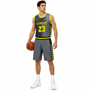 Maillots de basket-ball personnalisés avec logo, nom et numéro, en polyester mesh, pour hommes, ensembles d'uniformes de basket-ball OEM - Product Image 3
